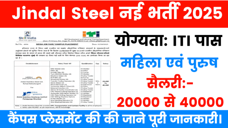 Jindal Steel Ltd Recruitment 2025
